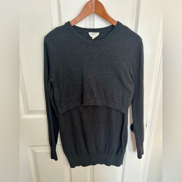 Seraphine Maternity Charcoal Cotton Lift Up Maternity & Nursing Sweater XS - Picture 9 of 10